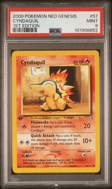 Cyndaquil 57/111 1st Edition Neo Genesis - 2000 Pokemon - PSA 9