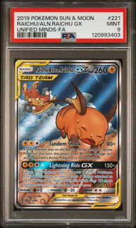 Raichu Alolan Raichu 221/236 Unified Minds - 2019 Pokemon - PSA 9