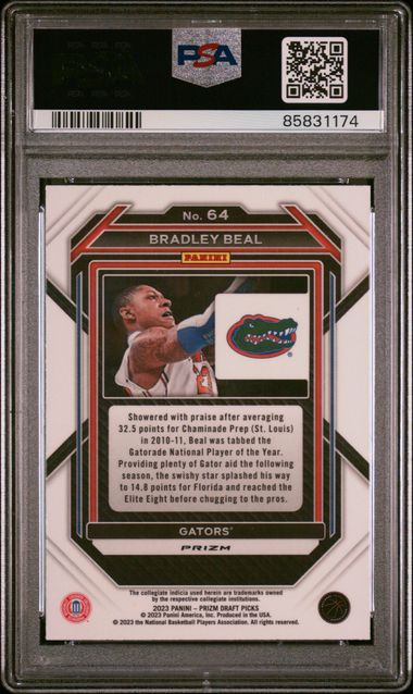 2023 Panini Prizm Draft Picks - Bradley Beal 64 - Tiger Stripe Choice - PSA 9