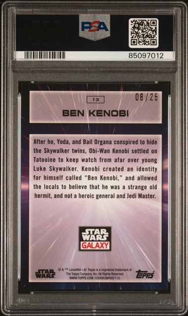 2022 Topps Star Wars Galaxy - Ben Kenobi 13 - Purple Refractor /25 - PSA 9