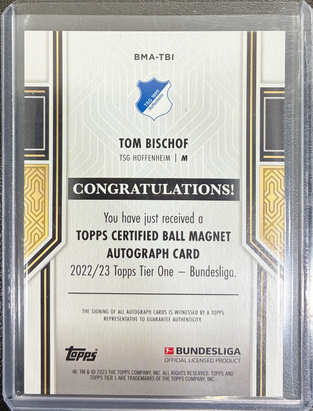 2022-23 Topps Tier One Bundesliga - Tom Bischof - #BMA-TBI - Topps Certified Ball Magnet Autograph Card 05/25