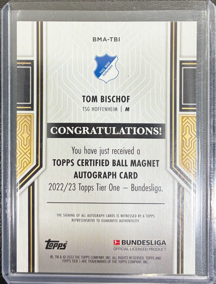 2022-23 Topps Tier One Bundesliga - Tom Bischof - #BMA-TBI - Topps Certified Ball Magnet Autograph Card 05/25