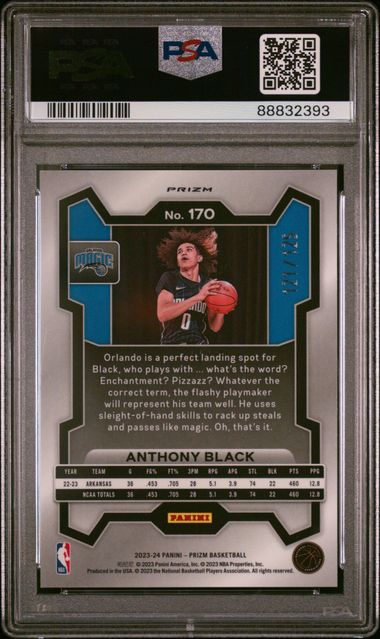 2023 Panini Prizm - Anthony Black 170 - Blue Ice /125 - PSA 10