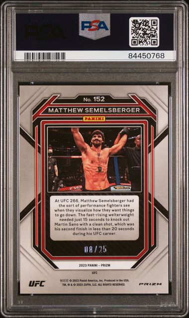 2023 Panini Prizm UFC - Matthew Semelsberger 152 - Mojo /25 - PSA 8