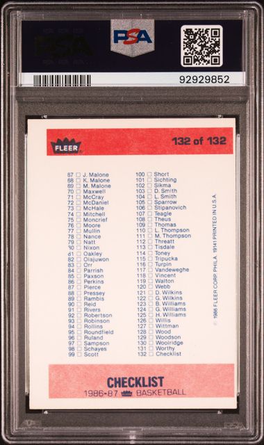 1986 Fleer - Checklist 1-132 - PSA 5