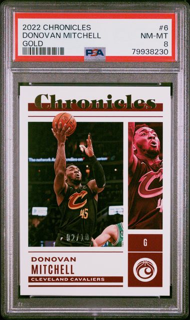 2022 Panini Chronicles - Donovan Mitchell 6 - Gold /10 - PSA 8