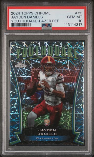 2024 Topps Chrome Football - Jayden Daniels #Y3 - Youthquake Insert - Lazer Refractor - PSA 10