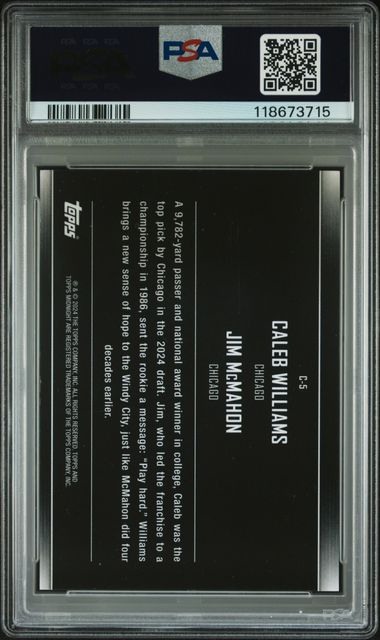 2024 Topps Midnight Football - Caleb Williams (Rookie), Jim McMahon Winter Solstice 24/35 - PSA 8