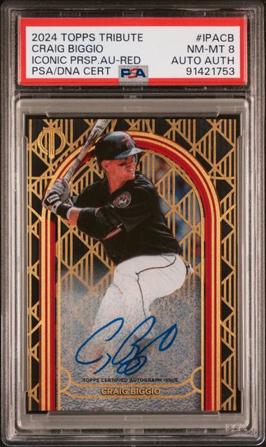 2024 Topps Tribute - Craig Biggio IPA-CB - Iconic Perspectives Red /10 - PSA 8 Authentic Auto