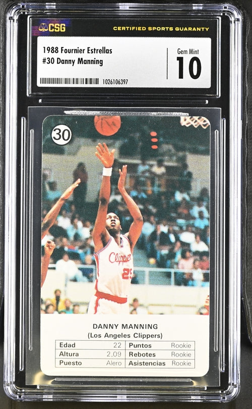 1988 Fournier Estrellas - Danny Manning 30 - CSG CGC 10