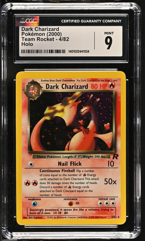 Dark Charizard 4/82 Team Rocket Holo - 2000 Pokemon - CGC 9