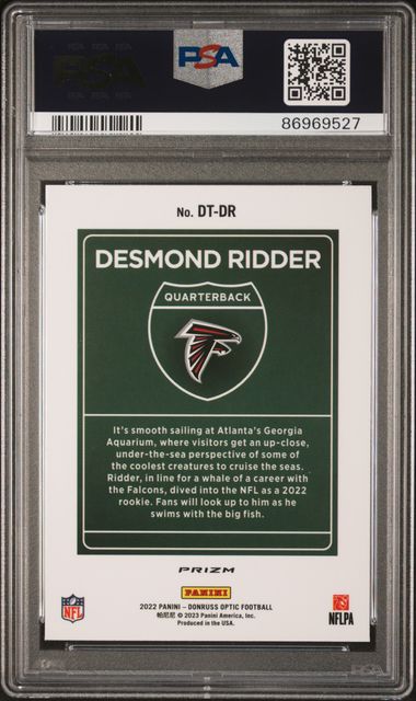 2022 Donruss Optic - Desmond Ridder DT-DR - Downtown - PSA 10