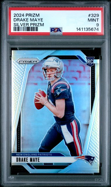 2024 Panini Prizm Football - Drake Maye #329 - SIlver Prizm - PSA 9
