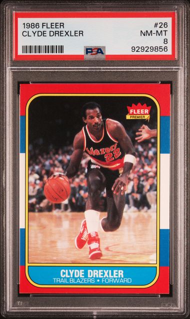 1986 Fleer - Clyde Drexler 26 - PSA 8