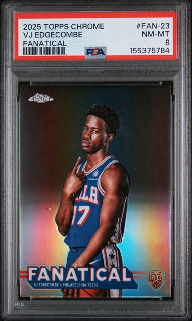 2025 Topps Chrome Basketball - VJ Edgecombe #FAN-23 - Fanatical Short Print Insert - PSA 8