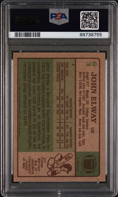 1984 Topps Football - John Elway #63 - PSA 7
