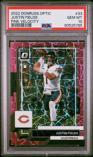 2022 Panini Donruss Optic - Justin Fields 33 - Pink Velocity - PSA 10