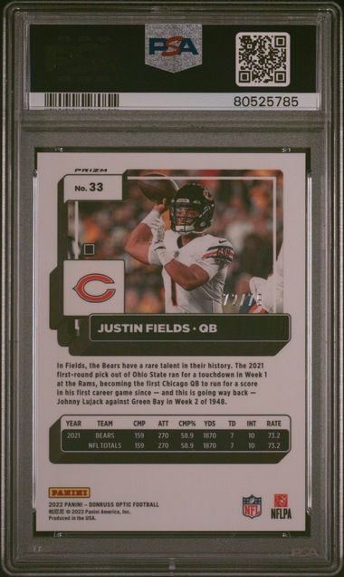 2022 Panini Donruss Optic - Justin Fields 33 - Pink Velocity - PSA 10