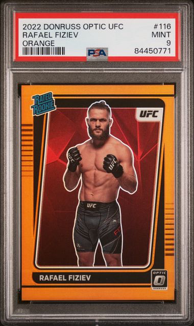 2022 Panini Donruss Optic UFC - Rafael Fiziev 116 - Orange /49 - PSA 9