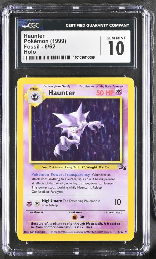 Haunter 6/62 Fossil - 1999 Pokemon - CGC 10