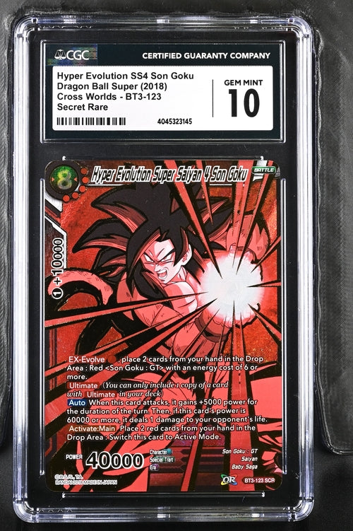 Hyper Evolution SS4 Son Goku BT3-123 SCR - Dragon Ball Super 2018 - Cross Worlds - CGC 10