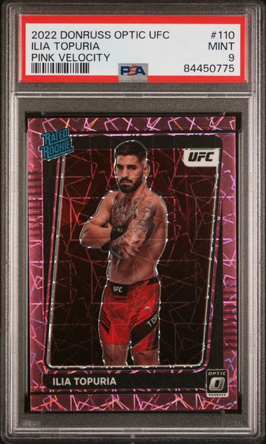 2022 Panini Donruss Optic UFC - Ilia Topuria 110 - Pink Velocity /79 - PSA 9