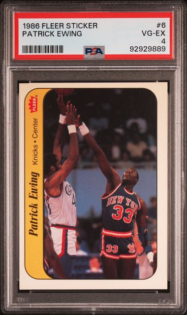 1986 Fleer Sticker - Patrick Ewing 6 - PSA 4