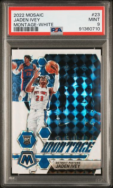 2022 Panini Mosaic - Jaden Ivey 23 - Montage White /25 - PSA 9