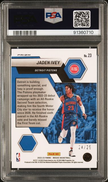 2022 Panini Mosaic - Jaden Ivey 23 - Montage White /25 - PSA 9