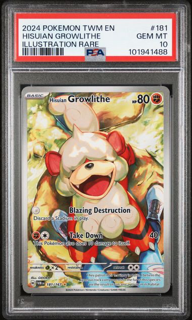 Hisuian Growlithe 181/167 Twilight Masquerade Special Illustration Rare - 2024 Pokemon - PSA 10