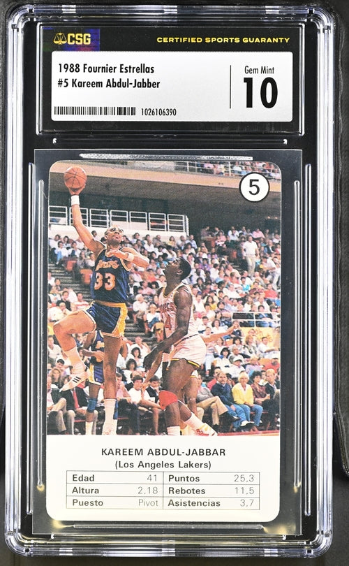1988 Fournier Estrellas - Kareem Abdul-Jabbar 5 - CSG CGC 10