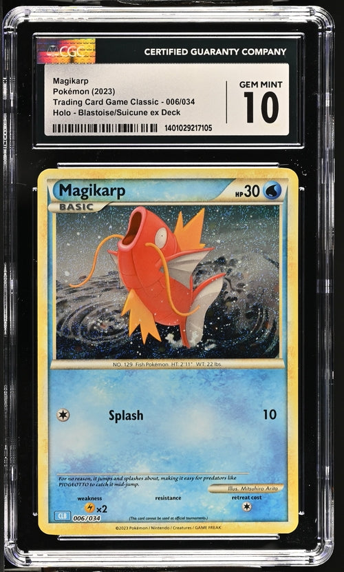 Magikarp 006/034 Trading Card Game Classic - CLV, CLC, CLB  Blastoise & Suicune ex Deck CLB - 2023 Pokemon - CGC 10