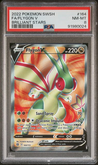 FLYGON V #164 - Brilliant Stars - 2022 Pokemon - Sword & Shield - PSA 8