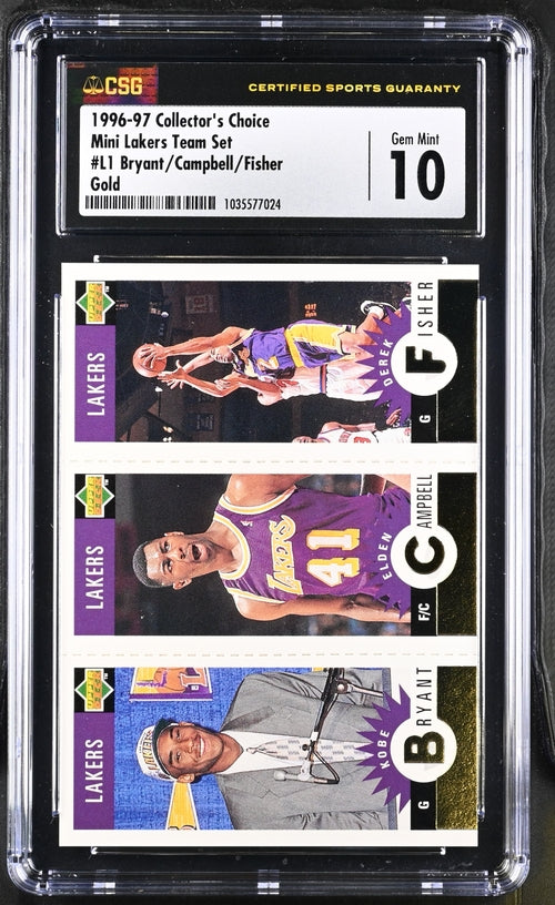 1996-97 Upper Deck Collectors Choice - Bryant / Campbell / Fisher L1 - Mini Lakers Team Set - CGC CSG 10