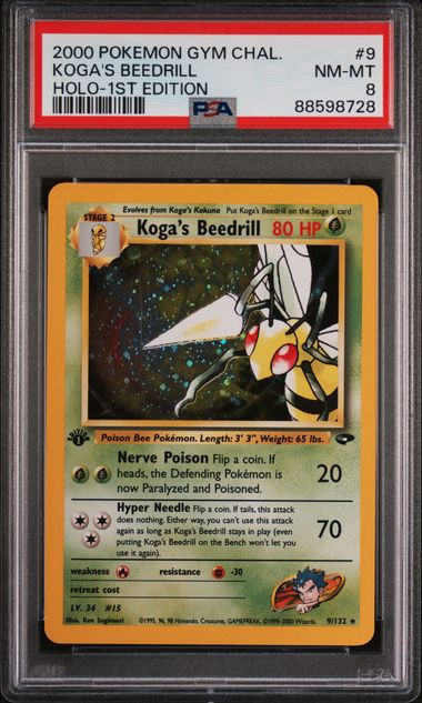 Koga's Beedrill 9/132 Gym Challenge 1st Edition - 2000 Pokemon - PSA 8