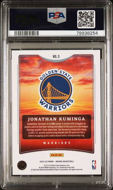 2022 Panini Origins - Jonathan Kuminga 3 - Dawn Gold /10 - PSA 8