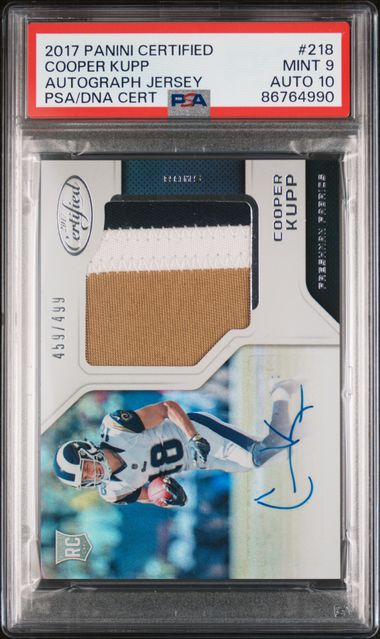 2017 Panini Certified - Cooper Kupp 218 - Auto Jersey /499 - PSA 9 / 10