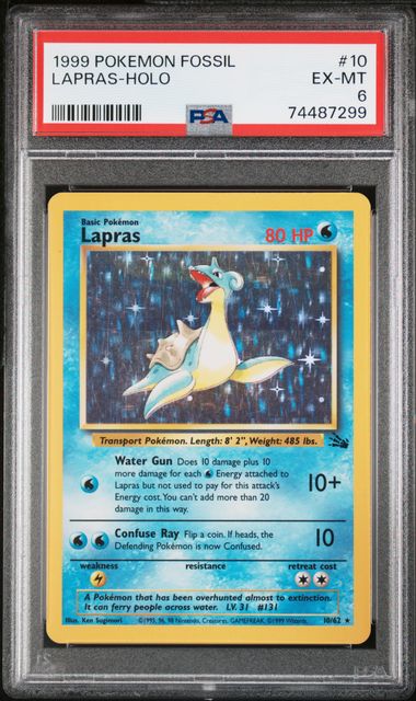 Lapras 10/62 Fossil - 1999 Pokemon - PSA 6