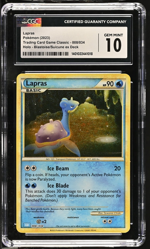 Lapras 008/034 Trading Card Game Classic - CLV, CLC, CLB  Blastoise & Suicune ex Deck CLB - 2023 Pokemon - CGC 10