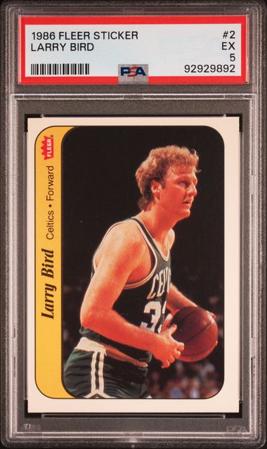 1986 Fleer Sticker - Larry Bird 2 - PSA 5