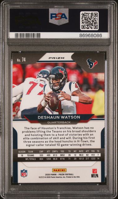 2020 Panini Prizm - Deshaun Watson 74 - Lazer Prizm - PSA 9