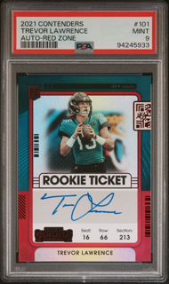2021 Panini Contenders - Trevor Lawrence 101 - Autograph Red Zone - PSA 9