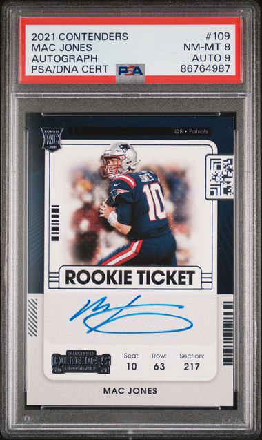 2021 Panini Contenders - Mac Jones 109 - Autograph - PSA 8 / 9