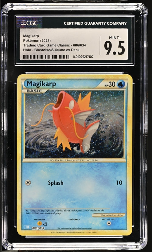 Magikarp 006/034 Trading Card Game Classic - CLV, CLC, CLB  Blastoise & Suicune ex Deck CLB - 2023 Pokemon - CGC 9.5