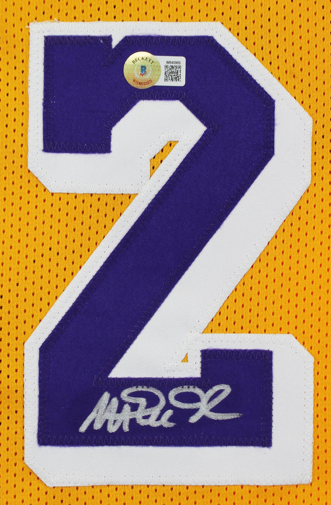 Magic Johnson Signed Autographed Custom Jersey (Beckett)