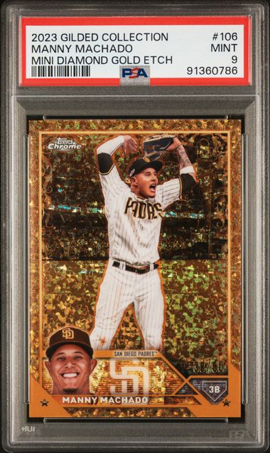 2023 Topps Gilded Collection - Manny Machado 106 - Mini Diamond Gold Etch /50 - PSA 9