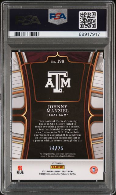 2023 Panini Select Draft Picks - Johnny Manziel 198 - Tie Dye /25 - PSA 10