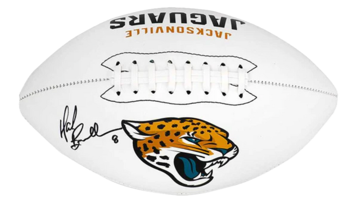 Mark Brunell Signed Jacksonville Jaguars Logo Franklin White Football - Schwartz Authenticated
