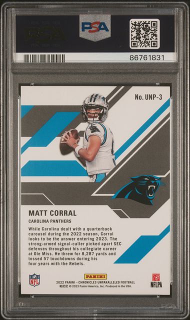 2022 Panini Chronicles - Matt Corral UNP-3 - Unparalleled Donuts /49 - PSA 8