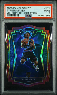 2020-21 Panini Select - Tyrese Maxey 174 - Maroon Die Cut /175 - PSA 9